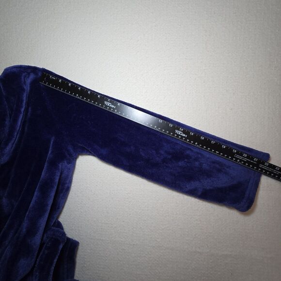 Juicy Couture Purple Soft Velour Bathrobe Rhinestone Trim S/M Bling - Picture 8 of 9